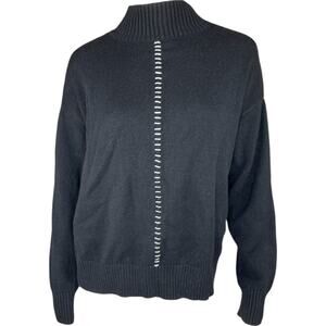 Peace Love World Solid Color Mock-Neck Sweater Black Small Long Sleeve Winter